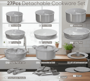  27-Piece Ceramic Cookware Set"